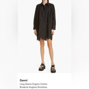 Ganni Black Broderie Anglaise Mini Dress